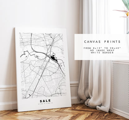 Sale Map Print - Minimalist City Map Poster - Map Art - UK - Sale Print - Sale Manchester - Poster - Different Colours Available