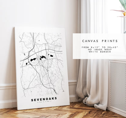 Sevenoaks Map Print - Minimalist City Map Poster - Map Art - UK - Sevenoaks Print - Sevenoaks Poster - Different Colours Available