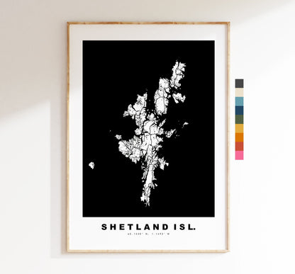 Shetland Map Print - Minimalist City Map Poster - Map Art - UK - Shetland Islands Print - Shetland Poster - Different Colours Available