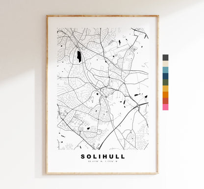 Solihull Map Print - Minimalist City Map Poster - Map Art - UK - Solihull Print - Solihull Poster - Different Colours Available