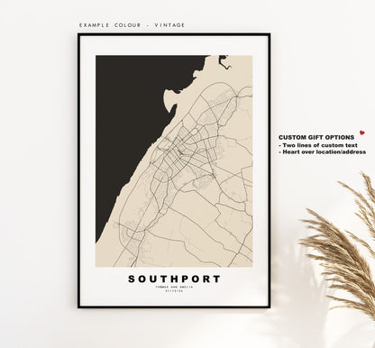 Southport Map Print - Minimalist City Map Poster - Map Art - UK - Southport Print - Southport Poster - Different Colours Available