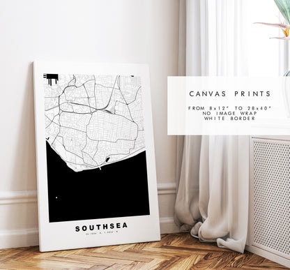 Southsea Map Print - Minimalist City Map Poster - Map Art - UK - Southsea Print - Southsea Poster - Different Colours Available