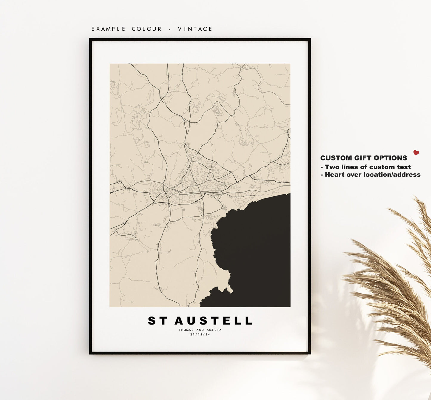 St Austell Map Print - Minimalist City Map Poster - Map Art - UK - St Austell Print - St Austell Poster - Different Colours Available