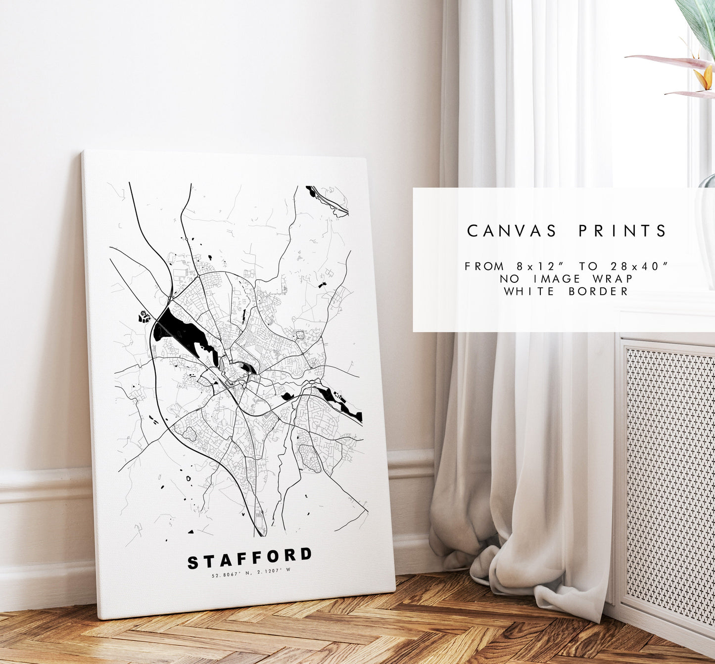 Stafford Map Print - Minimalist City Map Poster - Map Art - UK - Stafford Print - Stafford Poster - Different Colours Available