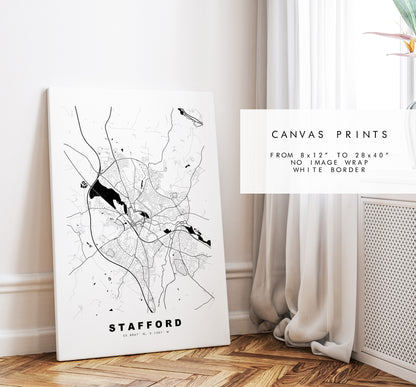 Stafford Map Print - Minimalist City Map Poster - Map Art - UK - Stafford Print - Stafford Poster - Different Colours Available