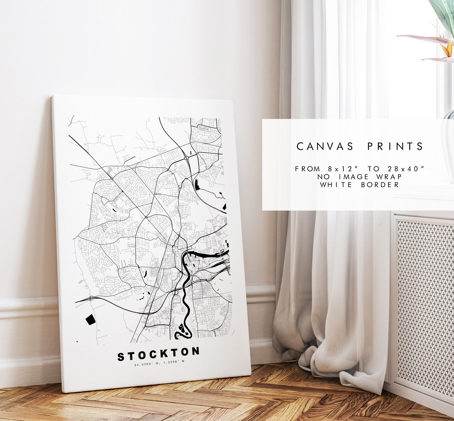 Stockton Map Print - Minimalist City Map Poster - Map Art - UK - Stockton Print - Stockton on Tees Poster - Different Colours Available