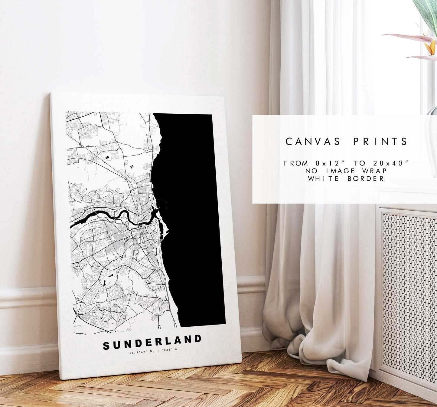 Sunderland Map Print - Minimalist City Map Poster - Map Art - UK - Sunderland Print - Sunderland Poster - Different Colours Available