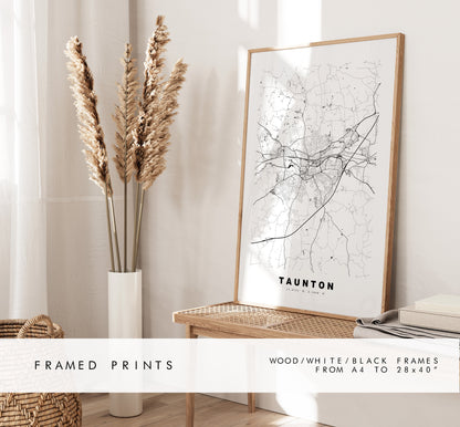 Taunton Map Print - Minimalist City Map Poster - Map Art - UK - Taunton Print - Taunton Poster - Different Colours Available