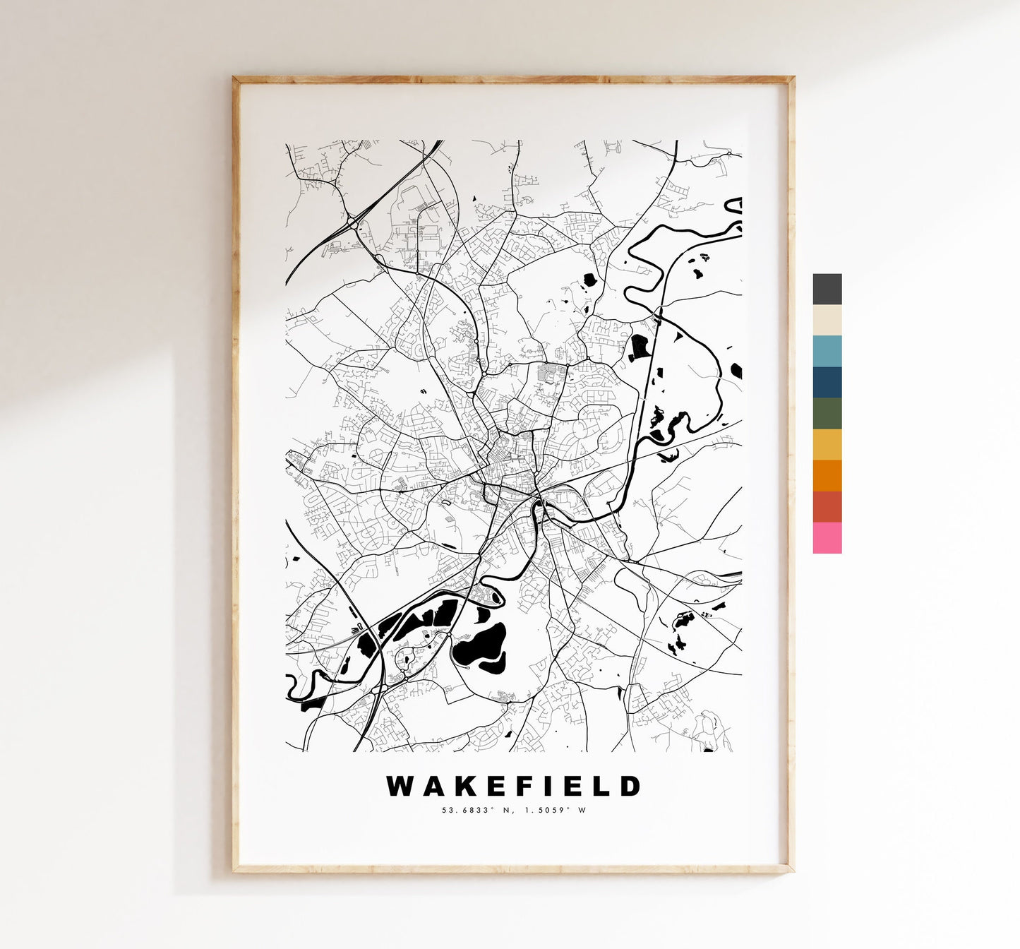 Wakefield Map Print - Minimalist City Map Poster - Map Art - UK - Wakefield Print - Wakefield Poster - Different Colours Available