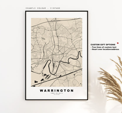 Warrington Map Print - Minimalist City Map Poster - Map Art - UK - Warrington Print - Warrington Poster - Different Colours Available