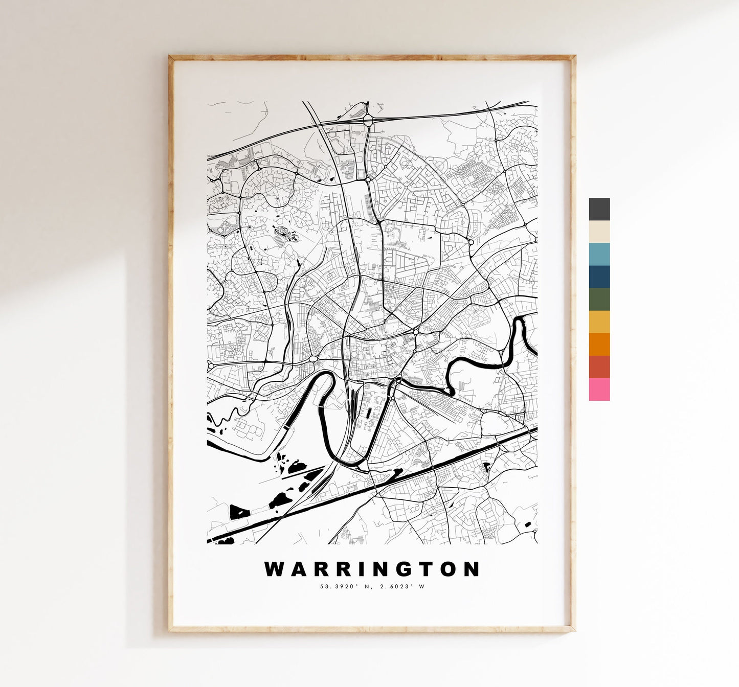 Warrington Map Print - Minimalist City Map Poster - Map Art - UK - Warrington Print - Warrington Poster - Different Colours Available