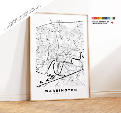 Warrington Map Print - Minimalist City Map Poster - Map Art - UK - Warrington Print - Warrington Poster - Different Colours Available