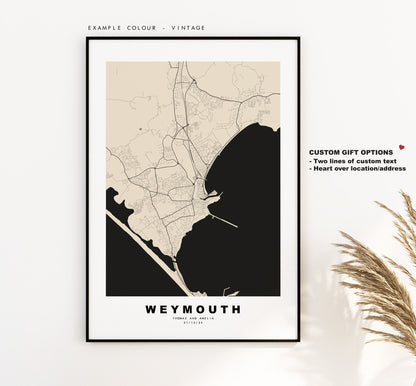 Weymouth Map Print - Minimalist City Map Poster - Map Art - UK - Weymouth Print - Weymouth Poster - Different Colours Available