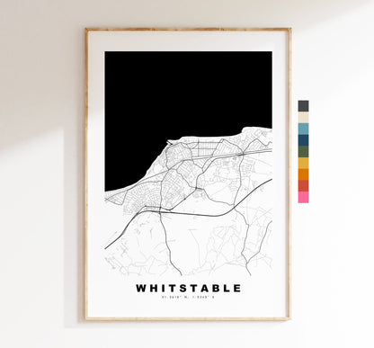 Whitstable Map Print - Minimalist City Map Poster - Map Art - UK - Whitstable Print - Whitstable Poster - Different Colours Available