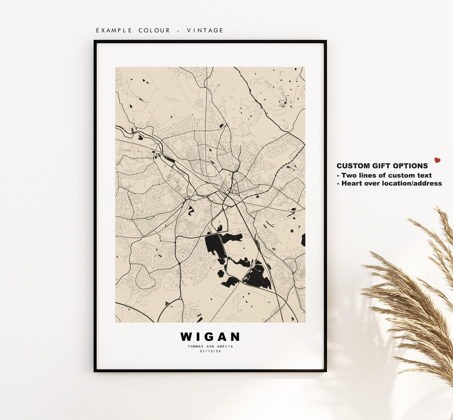 Wigan Map Print - Minimalist City Map Poster - Map Art - UK - Wigan Print - Wigan Poster - Different Colours Available