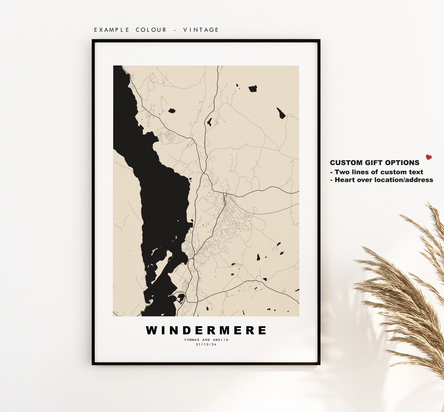 Windermere Map Print - Minimalist City Map Poster - Map Art - UK - Windermere Print - Windermere Poster - Different Colours Available