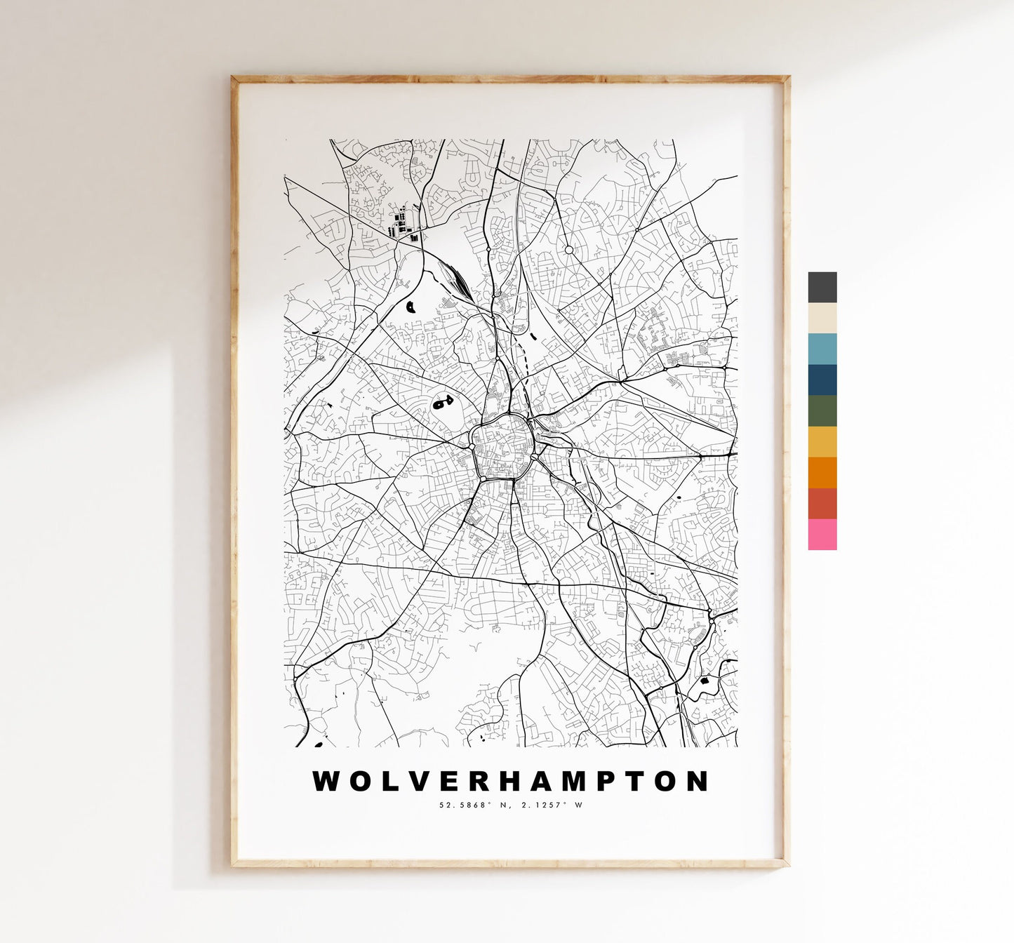 Wolverhampton Map Print - Minimalist City Map Poster - Map Art - UK - Wolverhampton Print - Poster - Different Colours Available