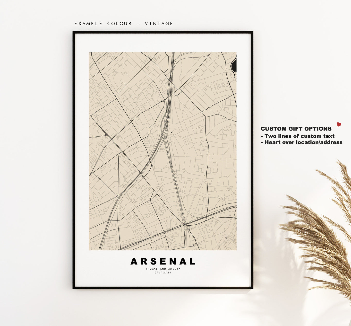 Arsenal Map Print - Minimalist City Map Poster - Map Art - London, UK - Arsenal Print - Arsenal Poster - Different Colours Available