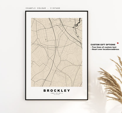 Brockley Map Print - Minimalist City Map Poster - Map Art - London, UK - Brockley Print - Brockley Poster - Different Colours Available