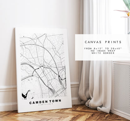 Camden Town Map Print - Minimalist City Map Poster - Map Art - London, UK - Camden Town Print - Poster - Different Colours Available