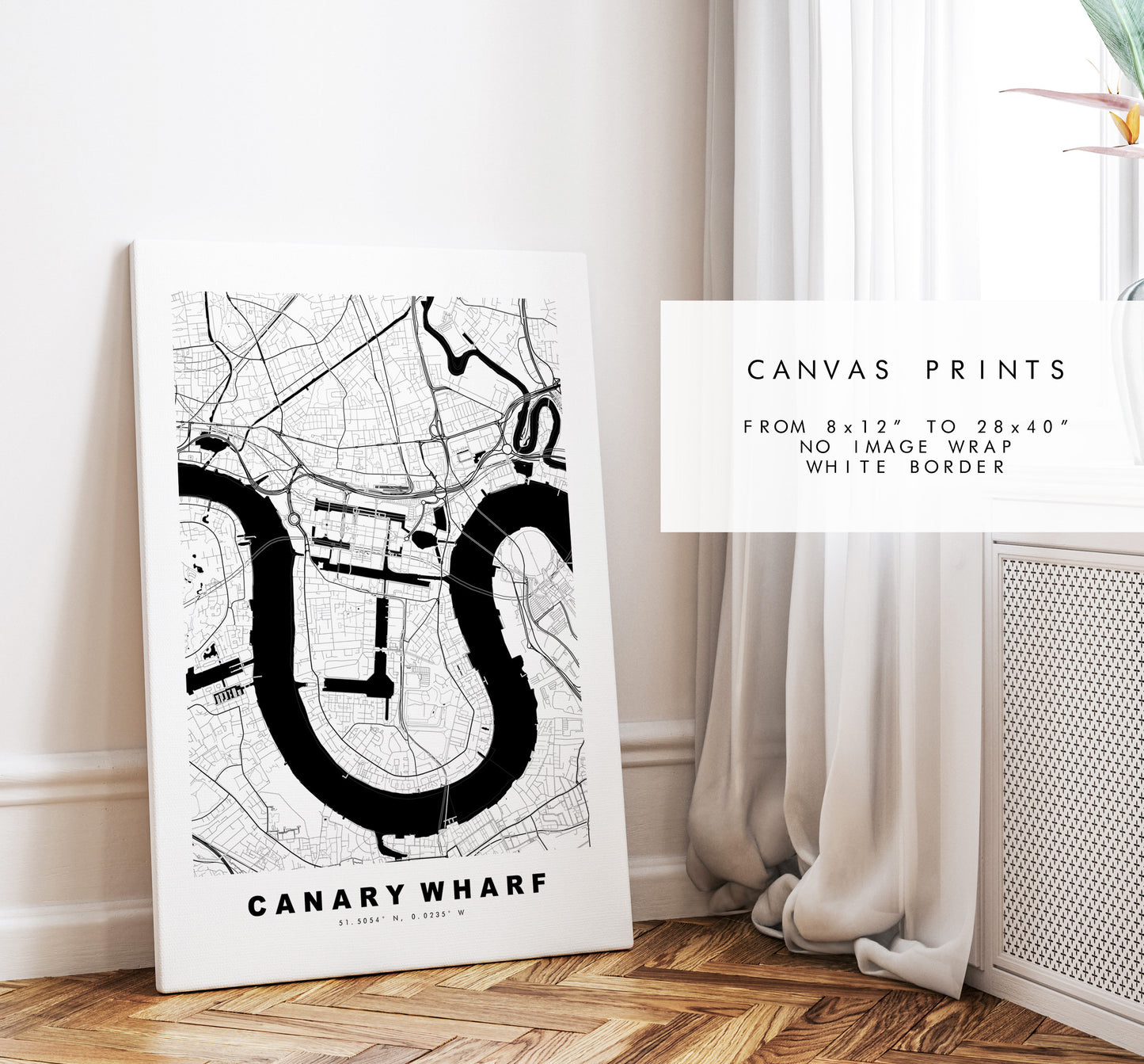 Canary Wharf Map Print - Minimalist City Map Poster - Map Art - London, UK - Canary Wharf Print - Poster - Different Colours Available