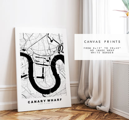 Canary Wharf Map Print - Minimalist City Map Poster - Map Art - London, UK - Canary Wharf Print - Poster - Different Colours Available