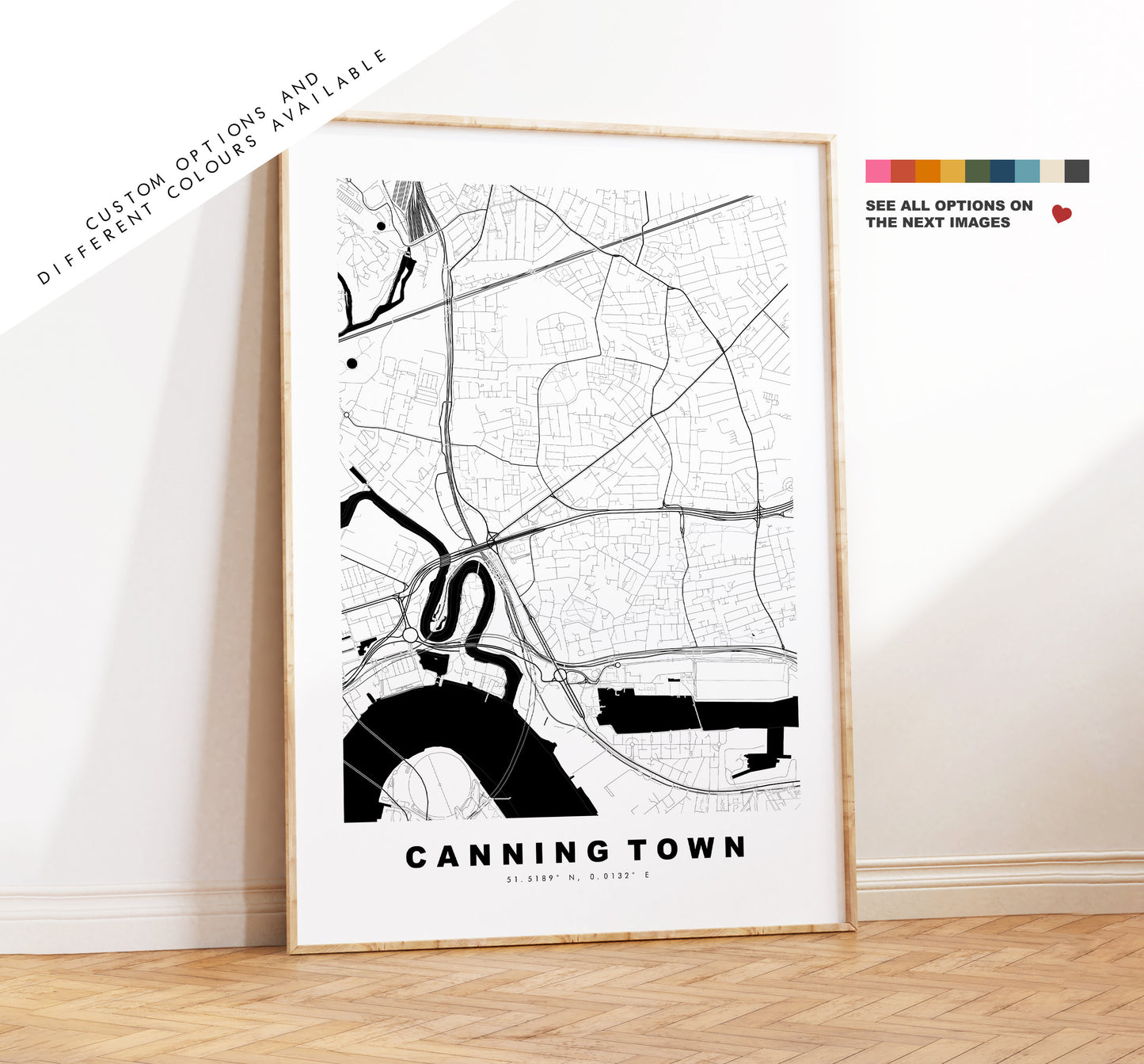 Canning Town Map Print - Minimalist City Map Poster - Map Art - London, UK - Canning Town  Print - Poster - Different Colours Available