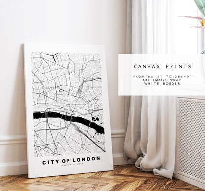 City of London Map Print - Minimalist City Map Poster - Map Art - London, UK - City of London Print - Poster - Different Colours Available