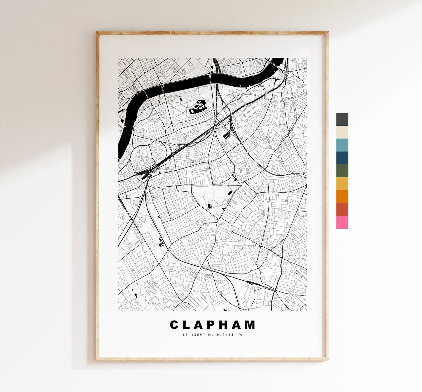 Clapham Map Print - Minimalist City Map Poster - Map Art - London, UK - Clapham Print - Clapham Poster - Different Colours Available