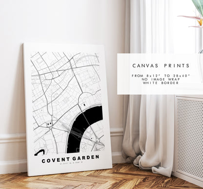 Covent Garden Map Print - Minimalist City Map Poster - Map Art - London, UK - Covent Garden Print - Poster - Different Colours Available