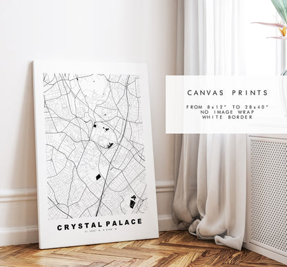 Crystal Palace Map Print - Minimalist City Map Poster - Map Art - London, UK - Crystal Palace Print - Poster - Different Colours Available