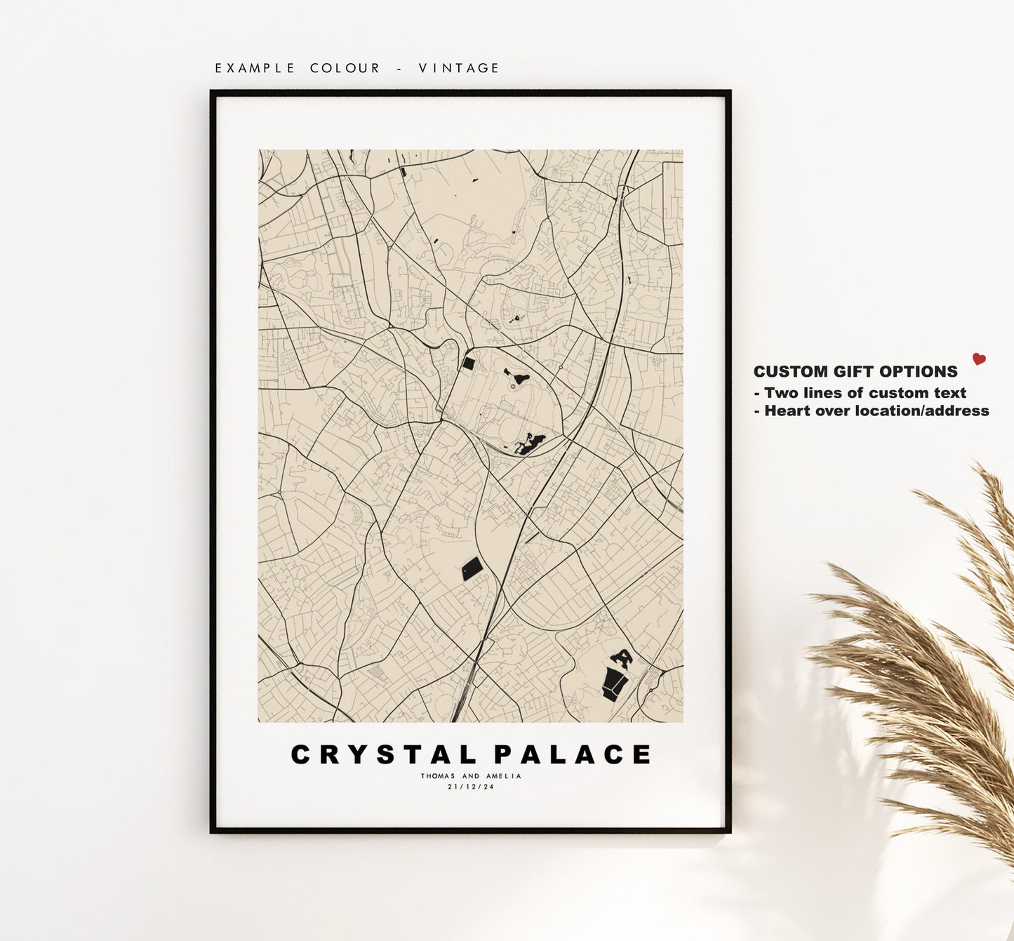 Crystal Palace Map Print - Minimalist City Map Poster - Map Art - London, UK - Crystal Palace Print - Poster - Different Colours Available