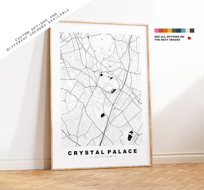 Crystal Palace Map Print - Minimalist City Map Poster - Map Art - London, UK - Crystal Palace Print - Poster - Different Colours Available