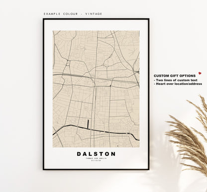 Dalston Map Print - Minimalist City Map Poster - Map Art - London, UK - Dalston Print - Dalston Poster - Different Colours Available