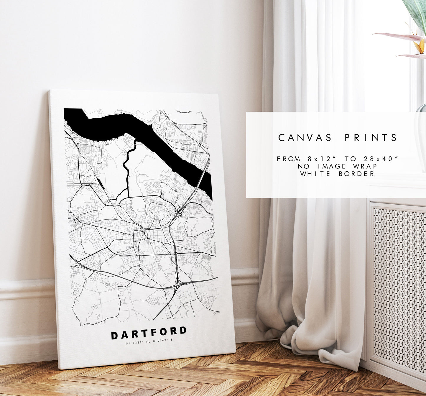 Dartford Map Print - Minimalist City Map Poster - Map Art - London, UK - Dartford Print - Dartford Poster - Different Colours Available