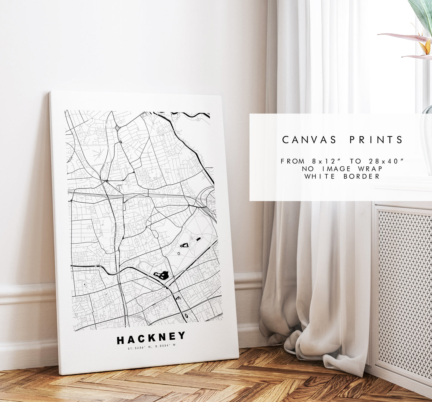 Hackney Map Print - Minimalist City Map Poster - Map Art - London, UK - Hackney Print - Hackney Poster - Different Colours Available