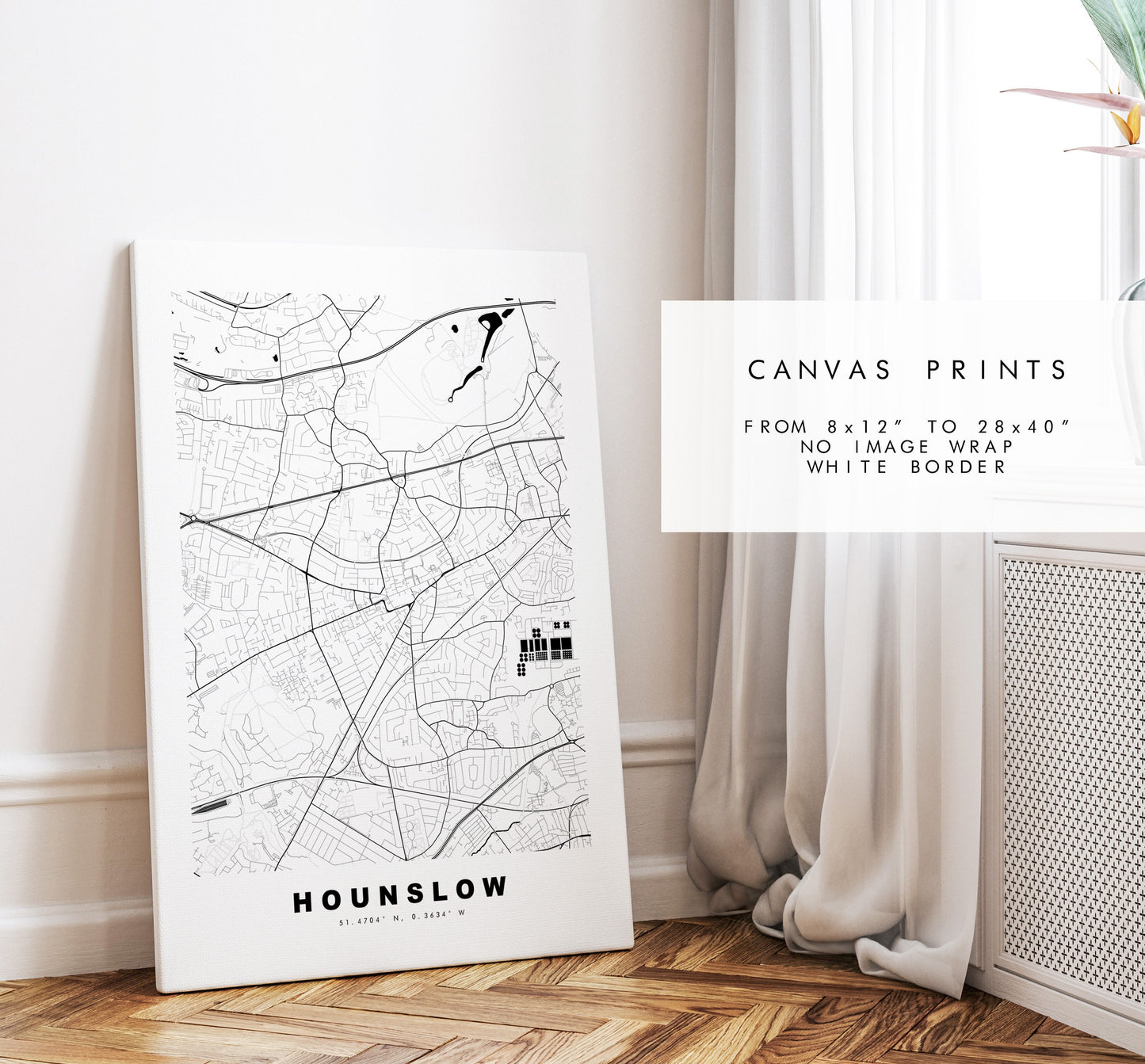 Hounslow Map Print - Minimalist City Map Poster - Map Art - London, UK - Hounslow Print - Hounslow Poster - Different Colours Available