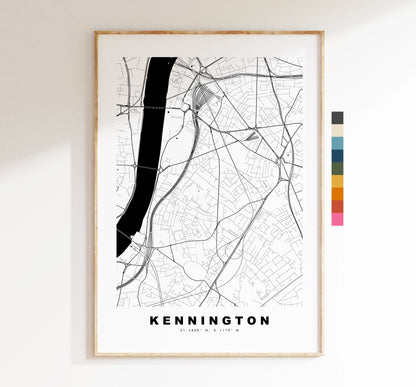 Kennington Map Print - Minimalist City Map Poster - Map Art - London, UK - Kennington Print - Poster - Different Colours Available