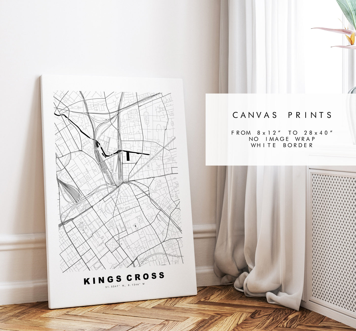 Kings Cross Map Print - Minimalist City Map Poster - Map Art - London, UK - Kings Cross Print - Poster - Different Colours Available