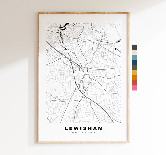 Lewisham Map Print - Minimalist City Map Poster - Map Art - London, UK - Lewisham Print - Lewisham Poster - Different Colours Available