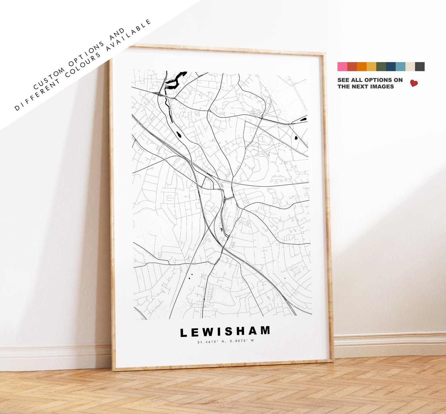 Lewisham Map Print - Minimalist City Map Poster - Map Art - London, UK - Lewisham Print - Lewisham Poster - Different Colours Available