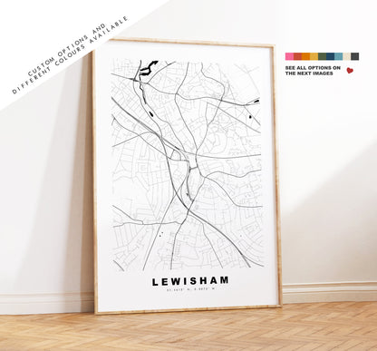 Lewisham Map Print - Minimalist City Map Poster - Map Art - London, UK - Lewisham Print - Lewisham Poster - Different Colours Available