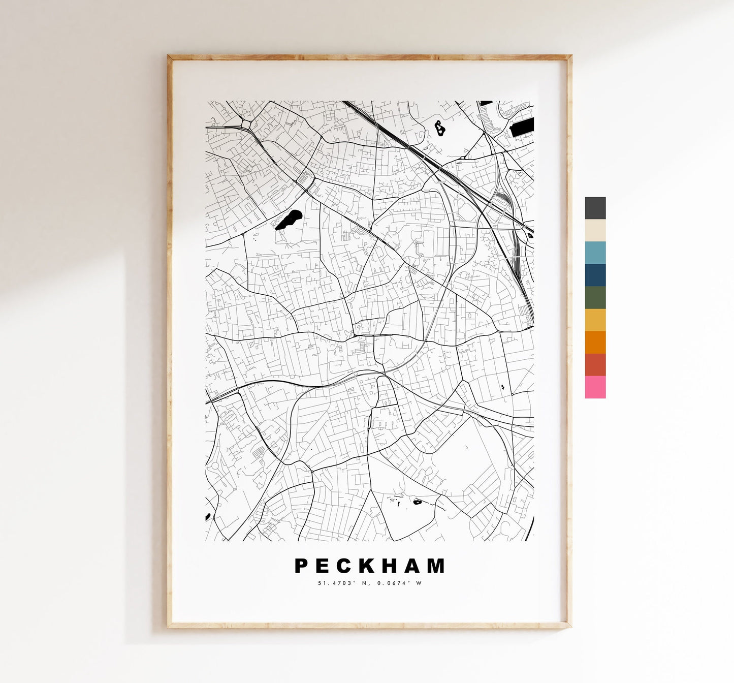 Peckham Map Print - Minimalist City Map Poster - Map Art - London, UK - Peckham Print - Peckham Poster - Different Colours Available