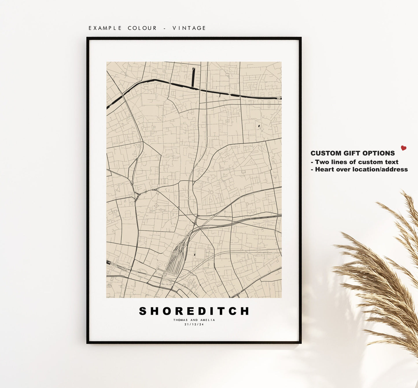 Shoreditch Map Print - Minimalist City Map Poster - Map Art - London, UK - Shoreditch Print -  Poster - Different Colours Available