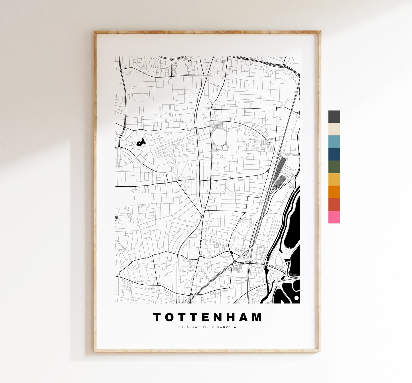 Tottenham Map Print - Minimalist City Map Poster - Map Art - London, UK - Tottenham Print - Poster - Different Colours Available