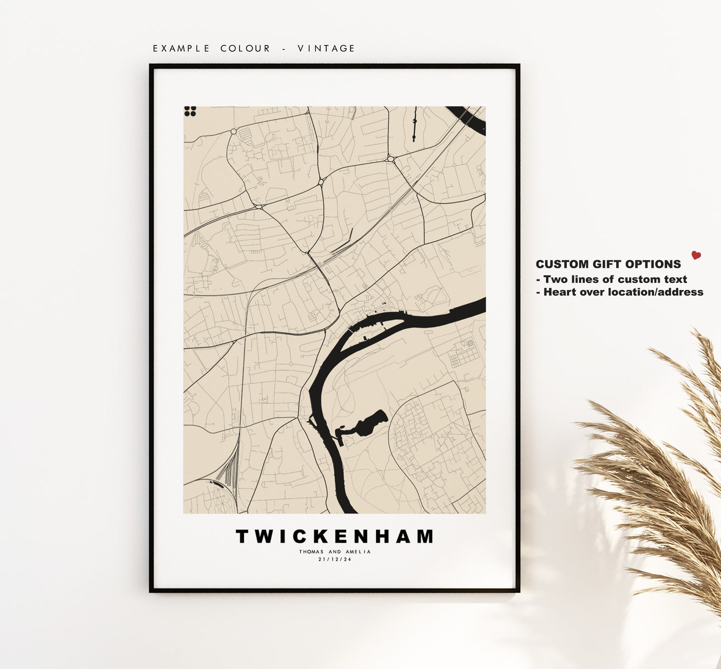 Twickenham Map Print - Minimalist City Map Poster - Map Art - London, UK - Twickenham Print - Poster - Different Colours Available