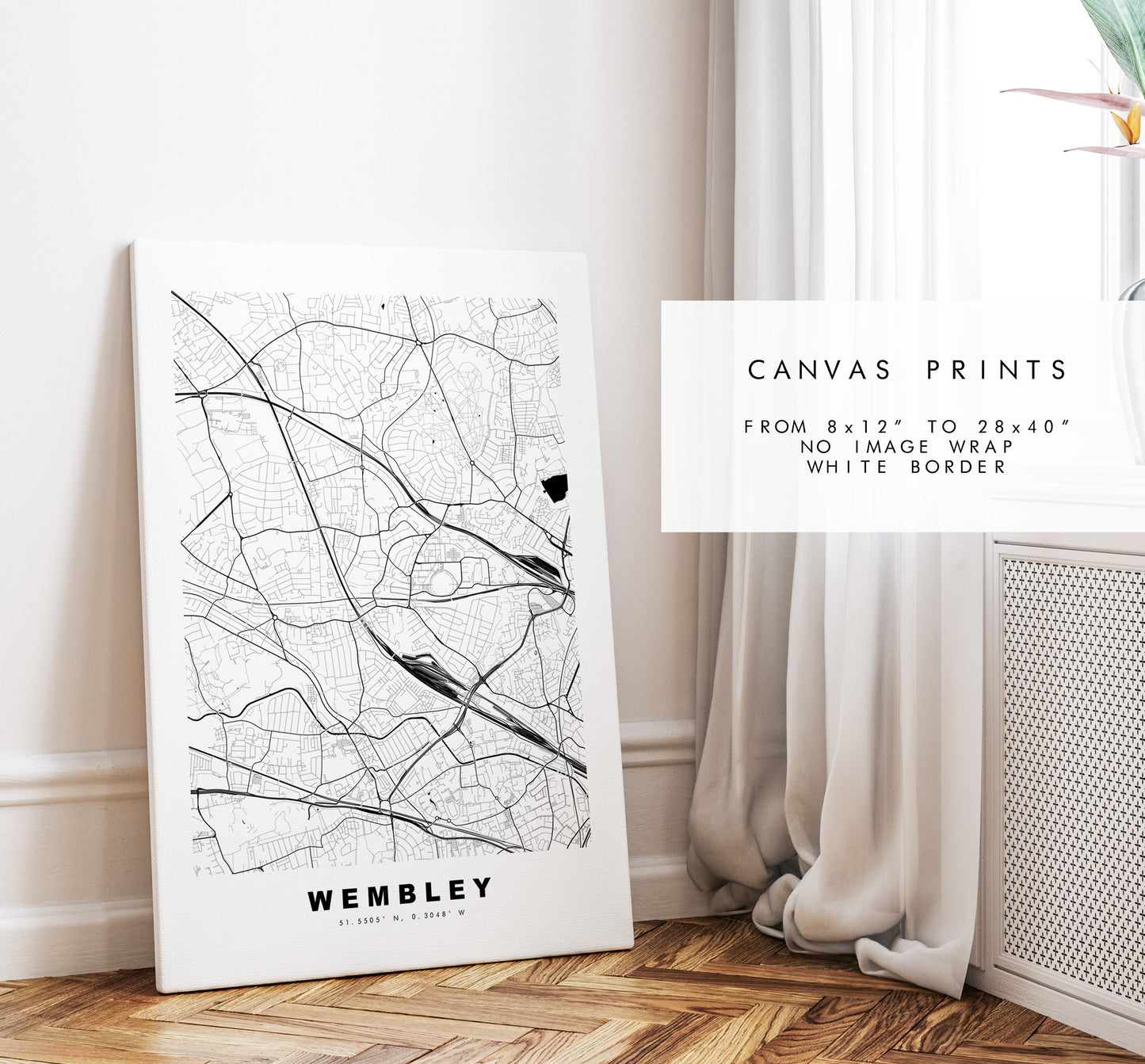 Wembley Map Print - Minimalist City Map Poster - Map Art - London, UK - Wembley Print - Wembley Poster - Different Colours Available