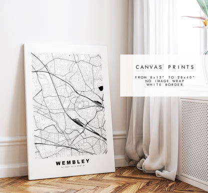 Wembley Map Print - Minimalist City Map Poster - Map Art - London, UK - Wembley Print - Wembley Poster - Different Colours Available