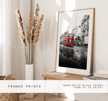 London Print Set of Three - Black and White - Pop of Red - London Print Set - London Photography - Fine Art Photography - London Poster Set