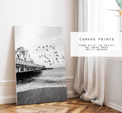 South Parade Pier - Photography Print - Portsmouth and Southsea Prints - Wall Art -  Frame and Canvas Options - Portrait - BW